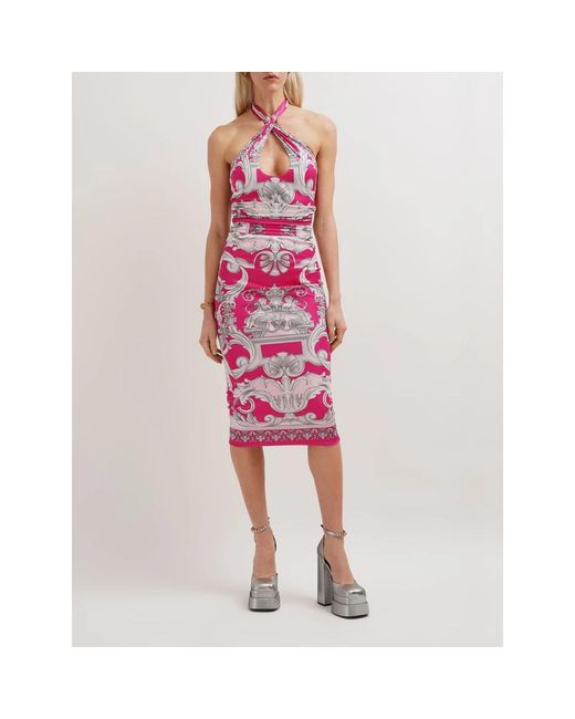 Versace Pink Fitted Midi Dress