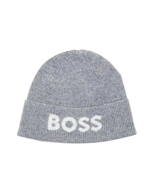 Boss Gebreide Muts Met Print in het Gray voor heren