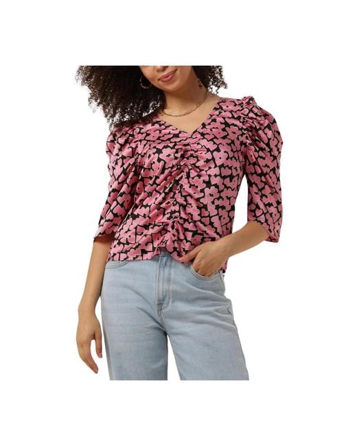 co'couture Overhemden ,Roze ,Polyester Heart Drape Blouse in het Red