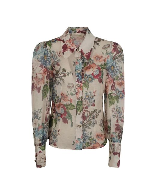 Camisa estampada de flores ivory barkcloth Zimmermann de color Gray