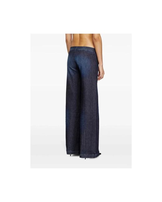 DIESEL Blue Dunkelblaue Denim Kordelzug Weites Bein