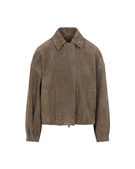 Brunello Cucinelli Suede Leren Jas in het Green