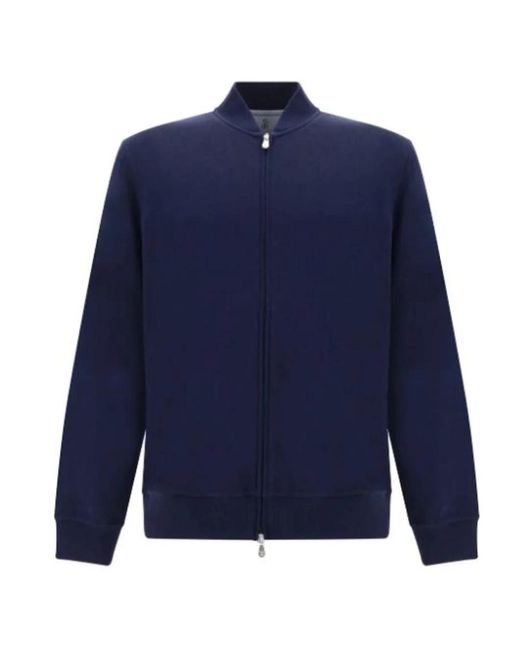 Brunello Cucinelli Zip-Up Sweater in het Blue voor heren