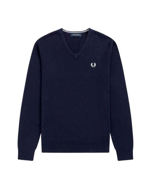 Fred Perry Blue V-Neck Knitwear for men