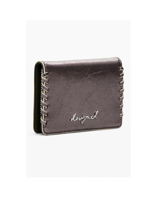 Desigual Accessoires ,Bruin ,Polyester Greta Tiny Zip Capsule Wallet in het Metallic
