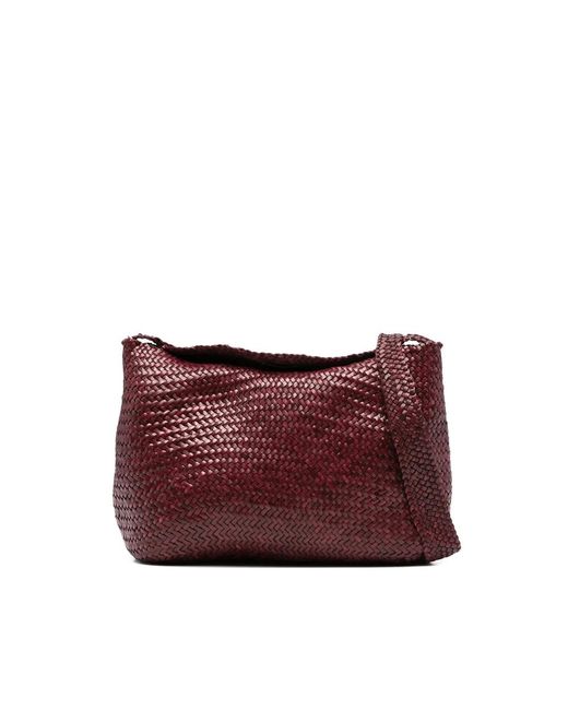 Dragon Diffusion Red Rote Geflochtene Leder Schultertasche