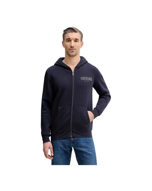Guess Zip-Through Sweatshirt in het Blue voor heren