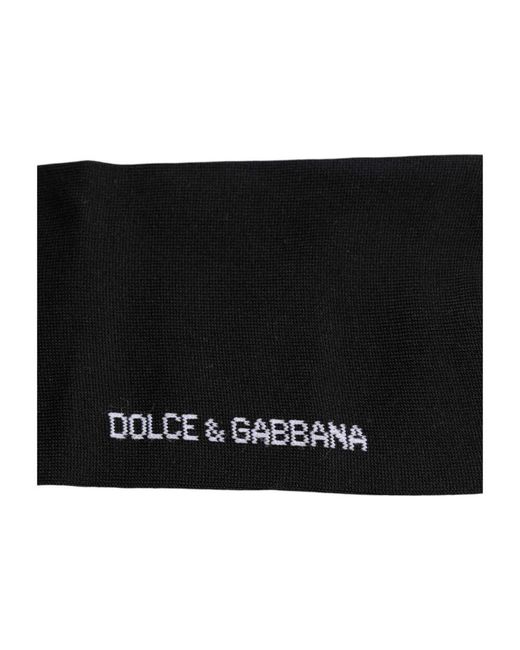 Dolce & Gabbana Black Logo Print Baumwoll Über Knie Socken