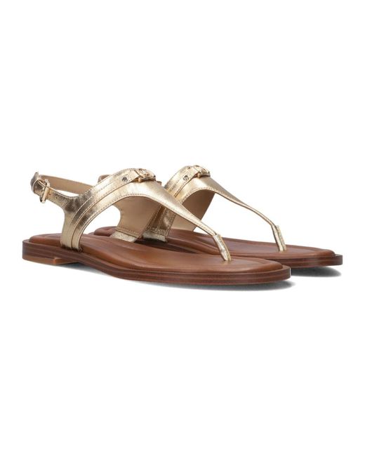 Michael Kors Brown Goldene Zehensandalen Für Frauen