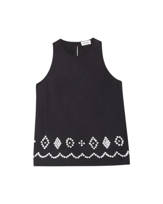 Ottod'Ame Button-Embroidered Cotton Top in het Black