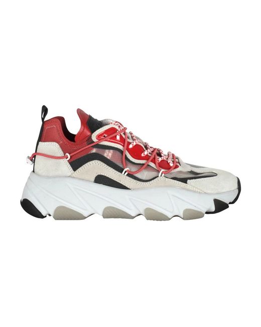 Ash Schoenen ,Veelkleurig ,Suède Sneakers Van Mesh En Suède Met Trekkingveters in het Red