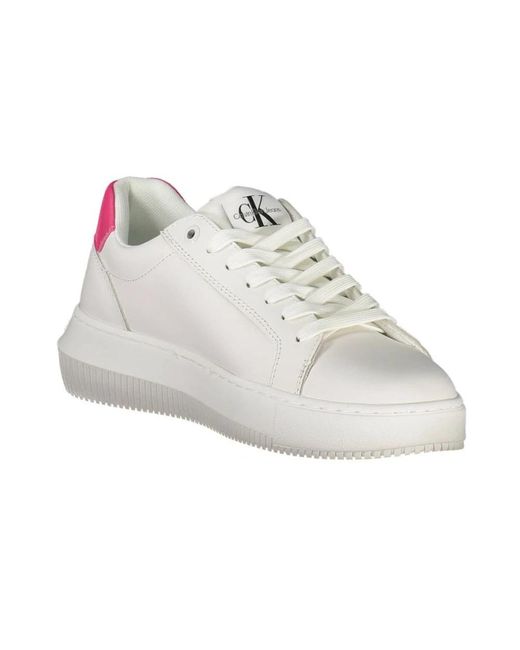 Calvin Klein White Weiße Leder Damen Sneaker