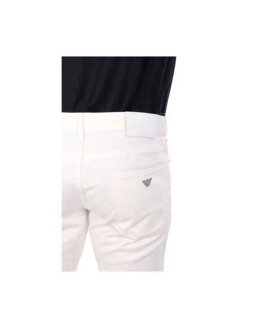 Emporio Armani White Slim-Fit Trousers for men