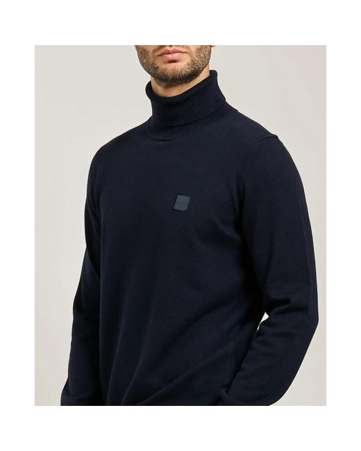 HUGO Blauer Kaschmirpullover Hoher Kragen in Blue für Herren