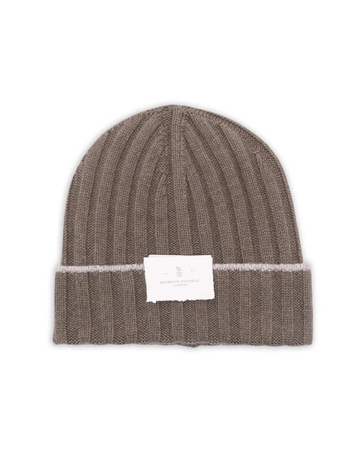 Brunello Cucinelli Kaschmir Rippstrick-Mütze in Brown für Herren