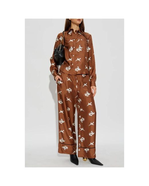 Marni Silk Printed Broeken in het Brown