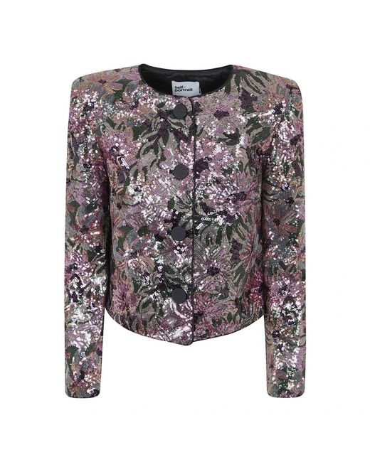 Self-Portrait Floral Sequin Jacket in het Multicolor