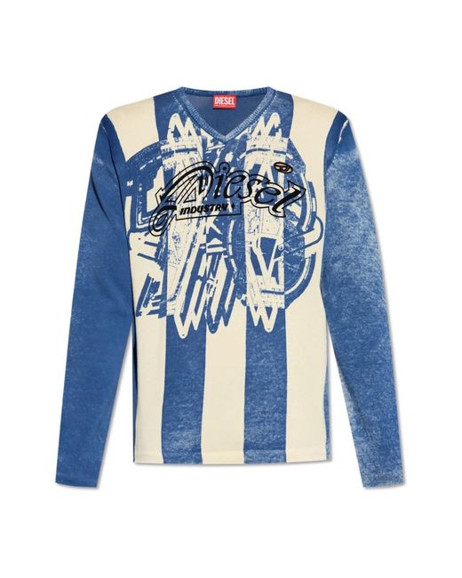 DIESEL Blue V-Neck Knitwear for men