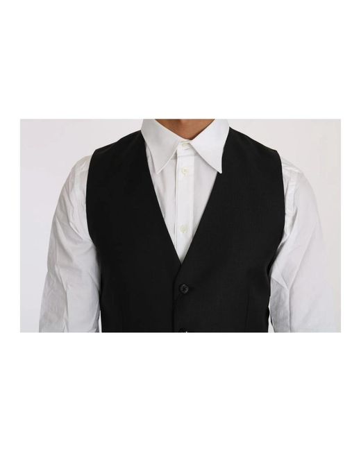 Dolce & Gabbana Black Suit Vests for men