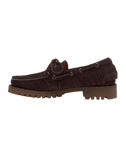 Sebago Brown Braune Wildleder-Fransen-Loafer Damen