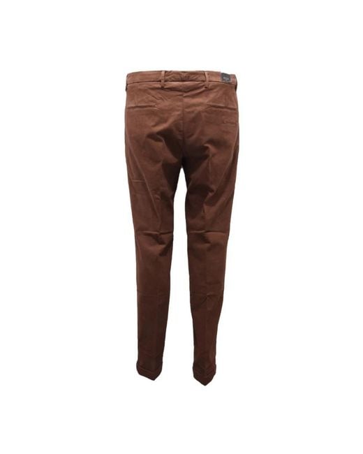 BRIGLIA Brown Slim-Fit Trousers for men