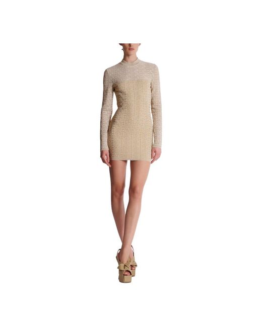 Balmain Kleedjes ,Polyester Pb Labyrinth Gebreide Jurk in het Natural