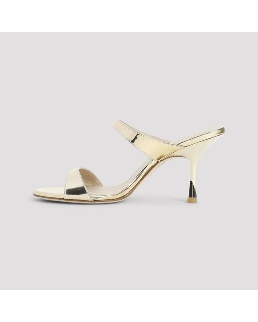 Stuart Weitzman White Heeled Mules