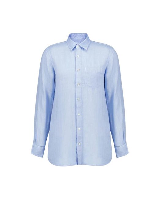 120% Lino Blue Casual Shirts for men