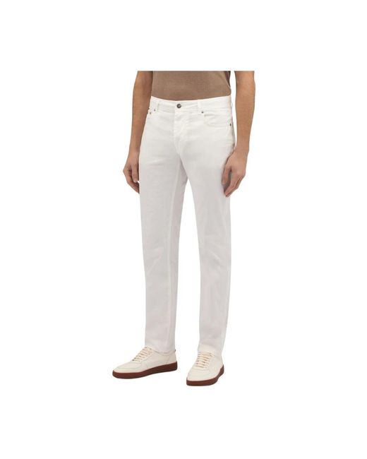 Pantaloni bianchi in cotone elasticizzato a cinque tasche di Brooks Brothers in White da Uomo