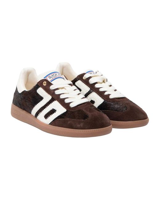 Back70 Schoenen ,Bruin ,Leer Bruine Sneakers Met Ponyhaar Leer in het Brown