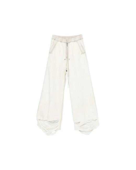 Rick Owens White Wide Trousers for men