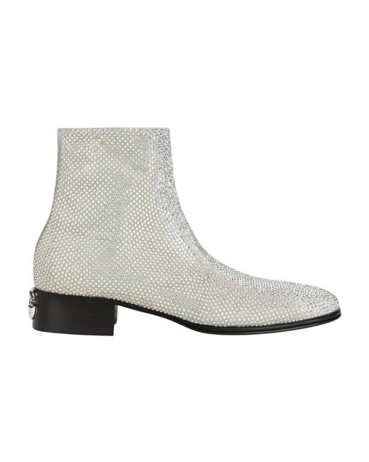 Dolce & Gabbana Strass Reißverschluss Herren Booties in Gray für Herren