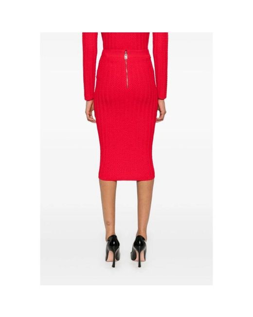 Elisabetta Franchi Red Karmesinrot herringbone strickrock