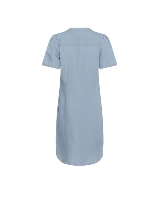 Part Two Kleedjes ,Blauw ,Denim Faded Denim Jurk Met V-Hals in het Blue
