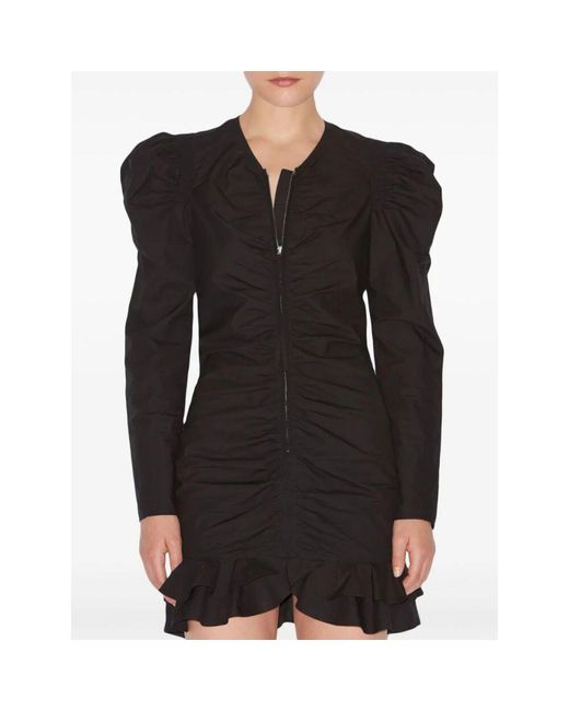 Isabel Marant Black Schwarzes baumwoll v-ausschnitt kleid isabel marant étoile