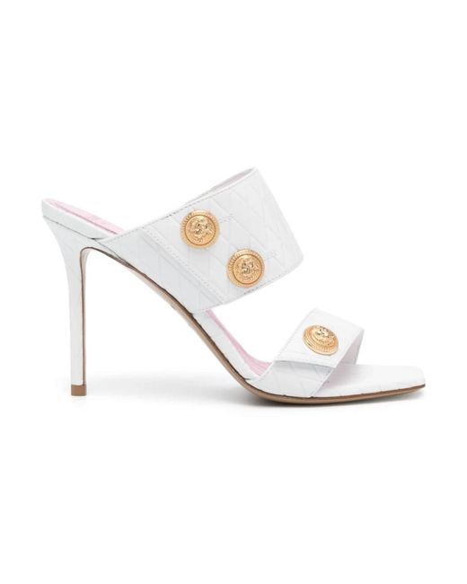 High heel sandals Balmain de color White