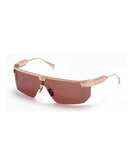 Rose gold semi-rimless mask occhiali da sole di Balmain in Pink