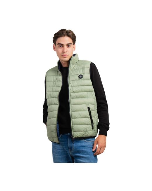 U.S. POLO ASSN. U. Polo Assn. ,Jassen ,Groen ,Polyester Omkeerbaar Herenvest Groen/Blauw in het Green voor heren