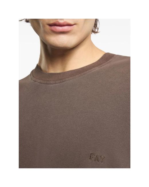 Fay Tops ,Bruin ,Zef S602 T-Shirt in het Brown voor heren