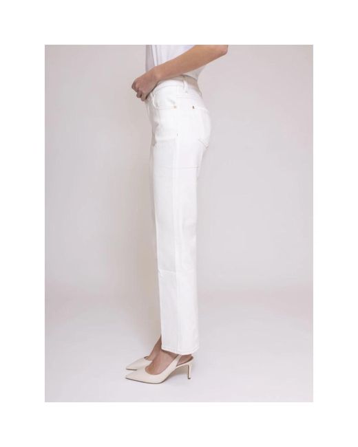 7 For All Mankind White Straight Jeans