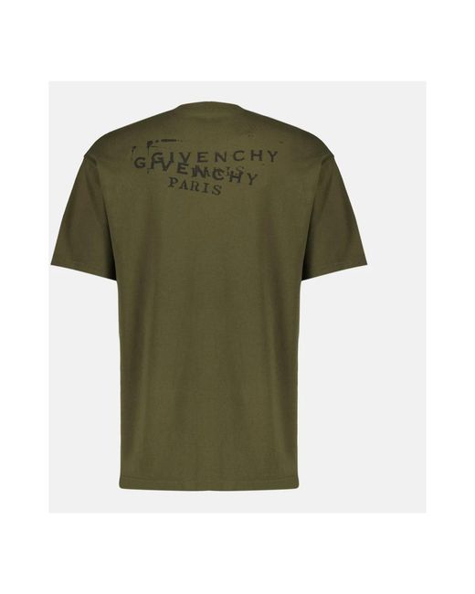 Givenchy Tops ,Groen ,Katoen Stamp Print Katoenen T-Shirt in het Green voor heren