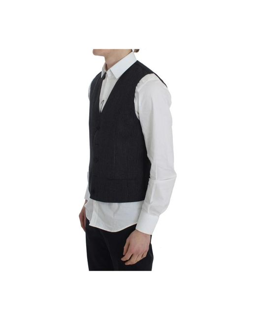 Dolce & Gabbana Black Suit Vests for men