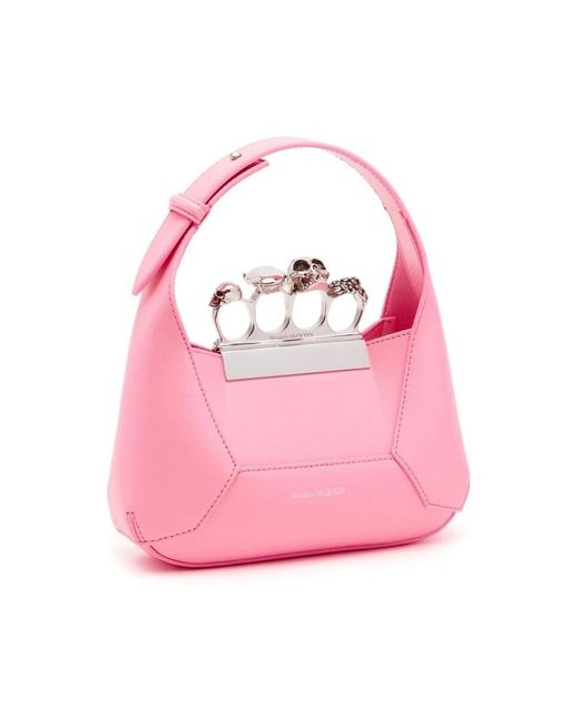 Alexander McQueen Pink Flamingo jewelled hobo mini tasche