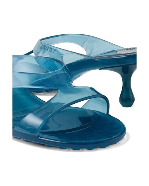 Jimmy Choo Blue Heeled Mules