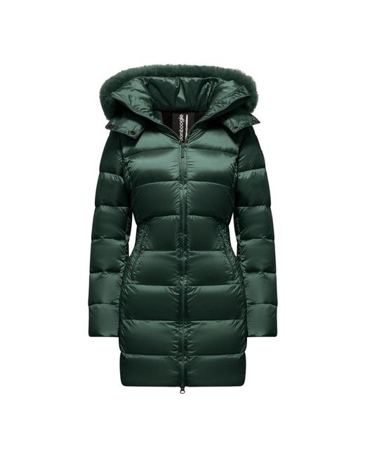 Bomboogie Comfortabele Nylon Donsjas Met Bont in het Green