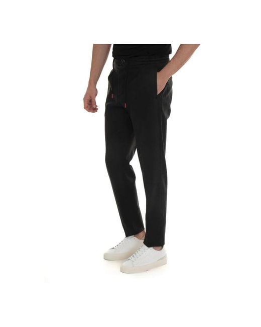 Kiton Slim-Fit Trousers in het Black voor heren