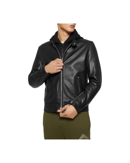 Dondup Black Leather Jackets for men