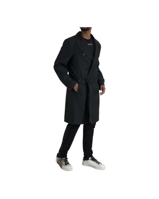 Dolce & Gabbana Schwarzer langer trenchcoat tel in Black für Herren