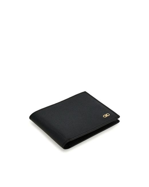 Ferragamo Accessoires ,Zwart ,Leer Gancini Bi-Fold Leren Portemonnee in het Black voor heren