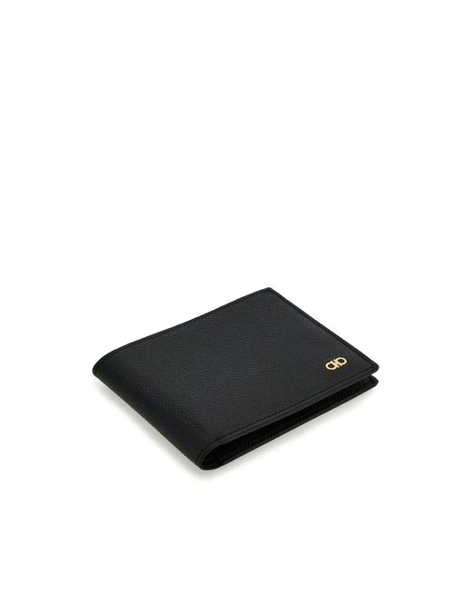 Ferragamo Schwarzes Leder Bifold Kartenhalter Brieftasche in Black für Herren